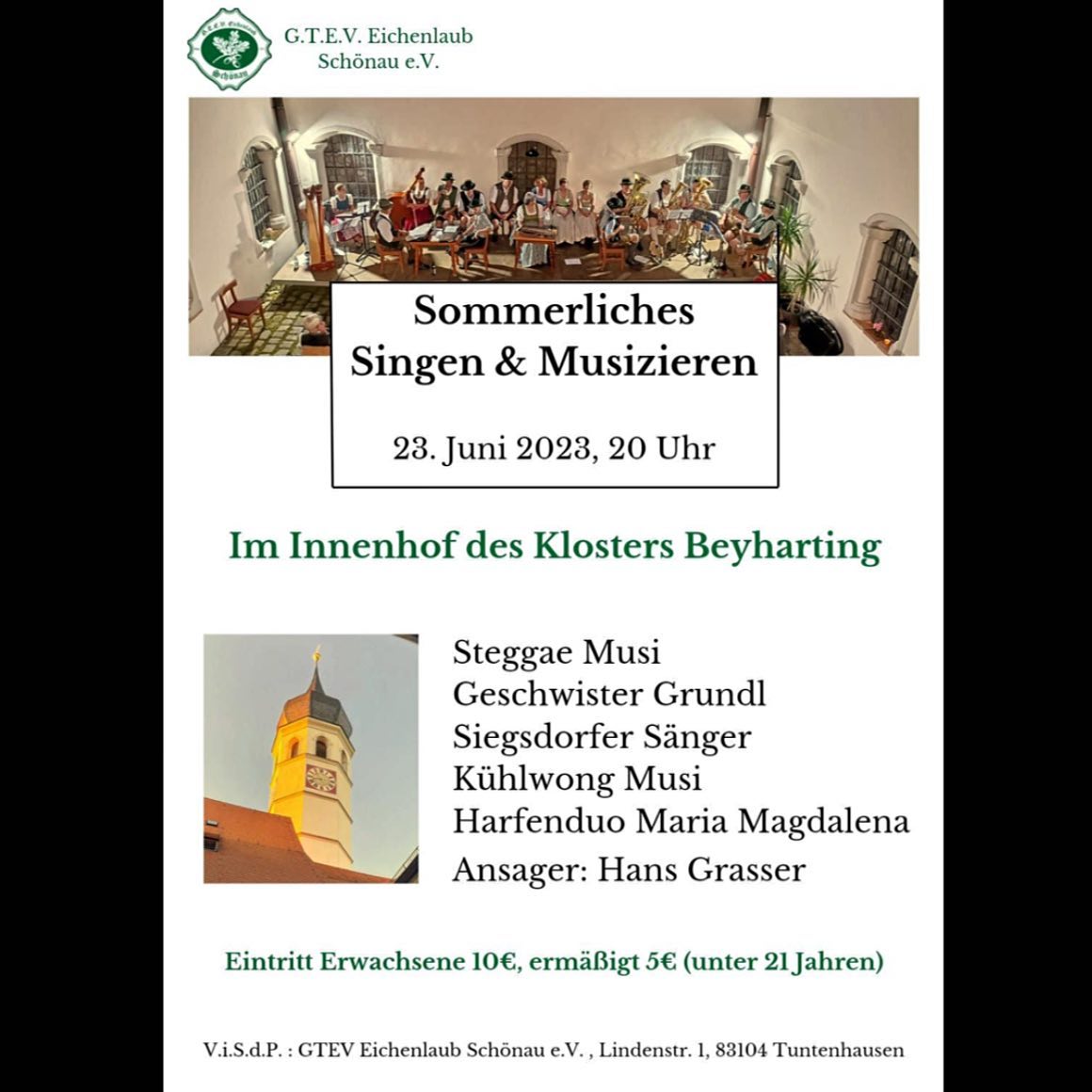 Unser alljährliches „Sommerliches Singen & Musizieren“ steht wieder o! 🤩
Und mia ham natürlich wieder sehr hörenswerte Musi- u. Gesangsgruppen dabei! 😌🎶
Mia g‘freins uns auf eicha Kemma! ☺️
#eichenlaubschönau #brauchtum #klosterbeyharting #musiundgsang